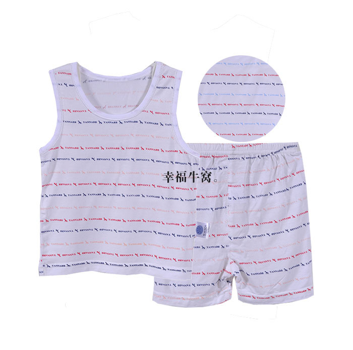 0 - 3 baby children's clothing summer child vest t-shirt set summer ultra-thin tencel vest