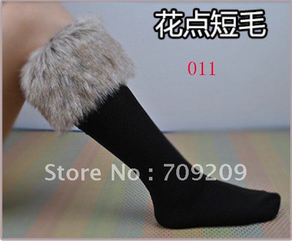 011 Short Fur Socks Hot Sexy blended cotton socks Faux Fur Cover Boot shoes Stockings