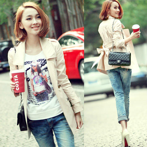 0128 2012 fashion trench female spring and autumn trench slim outerwear 520g