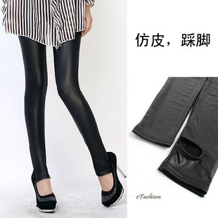 018 spring 2013 bling black faux leather step legging cool step pants leather pants