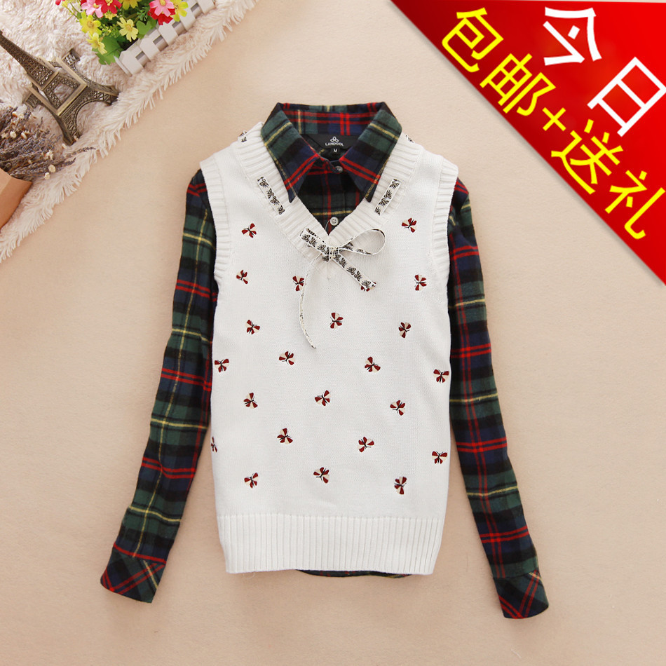 0312 2012 preppy style student V-neck slim female paragraph sweater wool waistcoat wool small vest 5