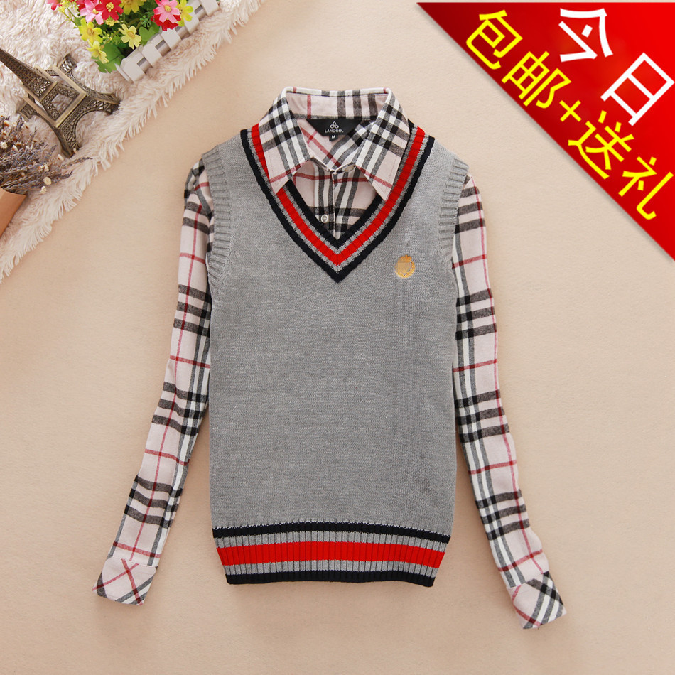 0312 2012 preppy style women's V-neck solid color small sweater vest sweater small wool waistcoat 7