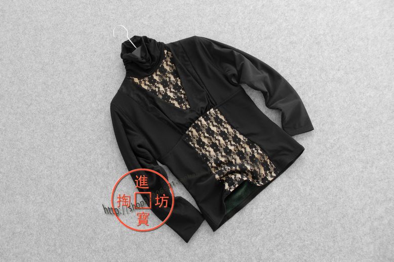 03435b1308 ! stereo elastic lace xiangpin plus velvet pleated small turtleneck thermal top Free Shipping