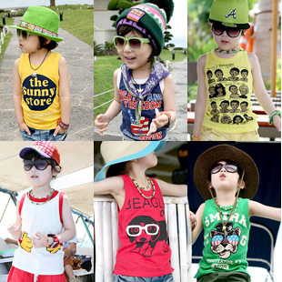 039 - 2012 children's clothing male female child cartoon letter child vest e3-1