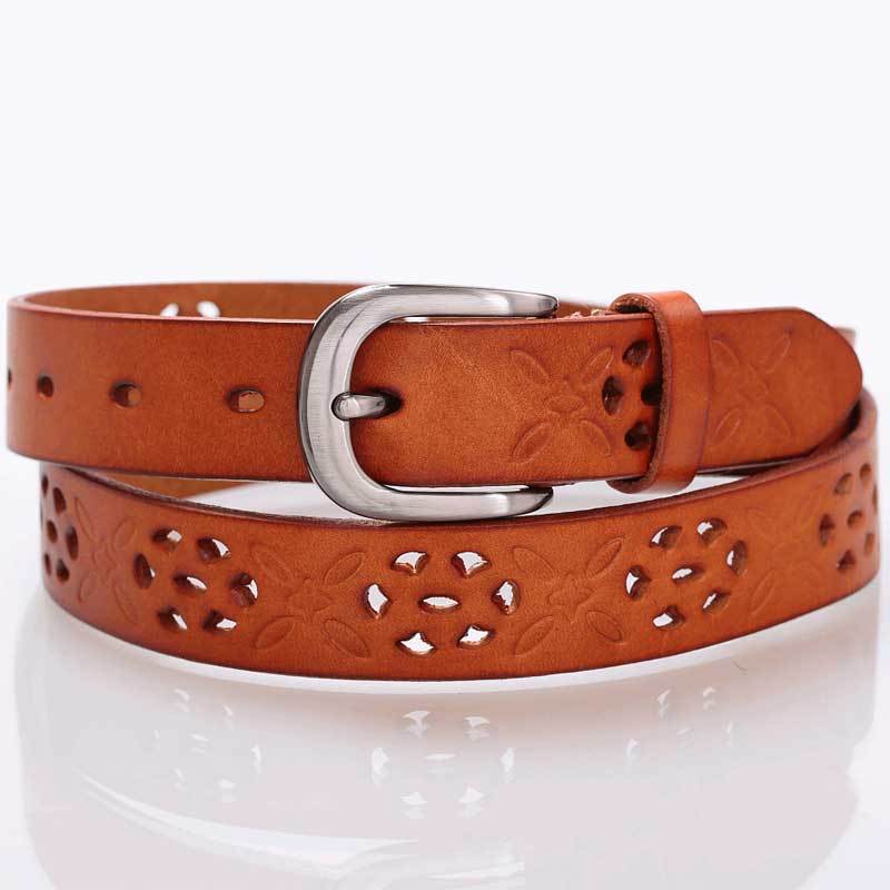 055 genuine leather first layer of cowhide Women strap female belt cutout women's thin belt strap belt