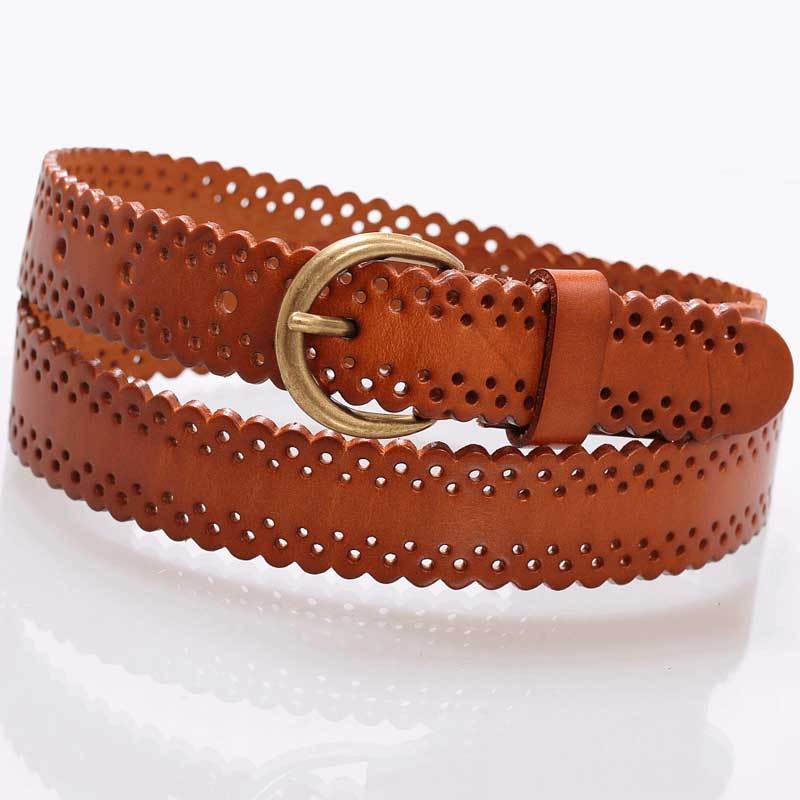 059 genuine leather first layer of cowhide women's strap fashion cutout belt laciness belt vintage brief