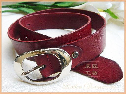 07 genuine leather women's strap Women genuine leather belt all-match red