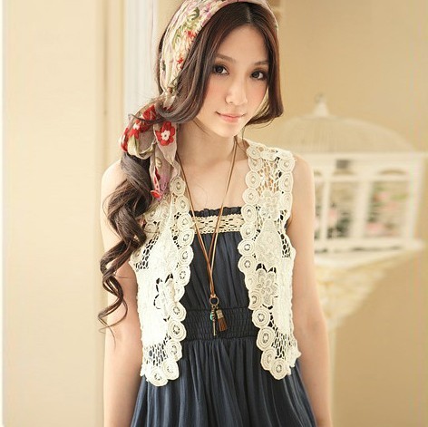 076 bohemia cutout crochet vest knitted coat short vest small cape shrug sweater