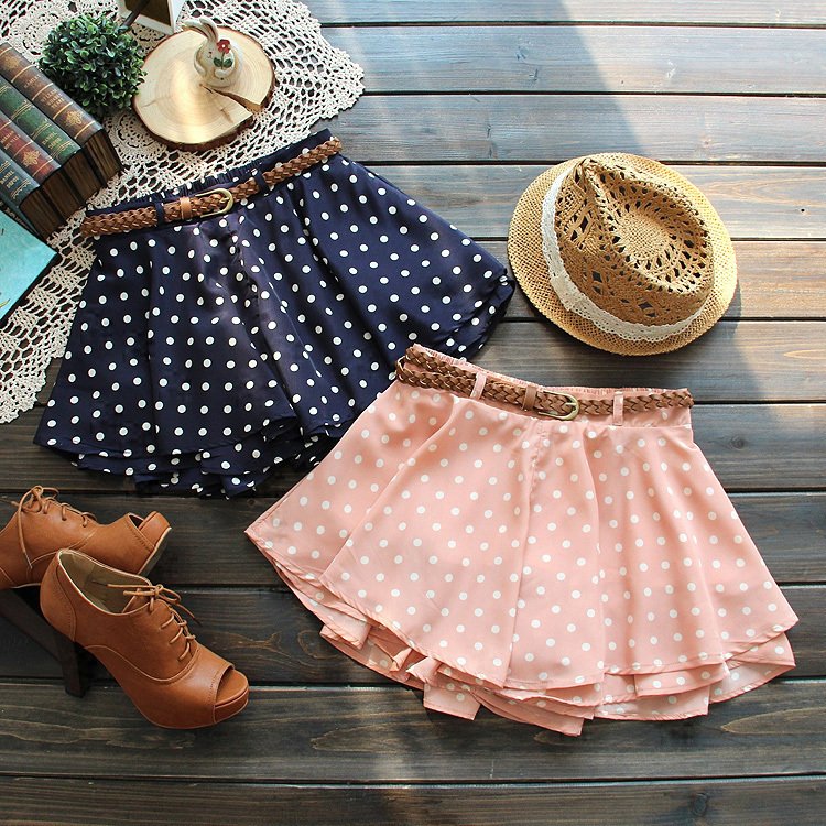 0811 summer 2012 sweet gentlewomen dot women's short skorts trousers belt