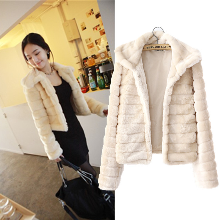 0905 2012 women's sweet goatswool horizontal stripe artificial rabbit fur faux short jacket