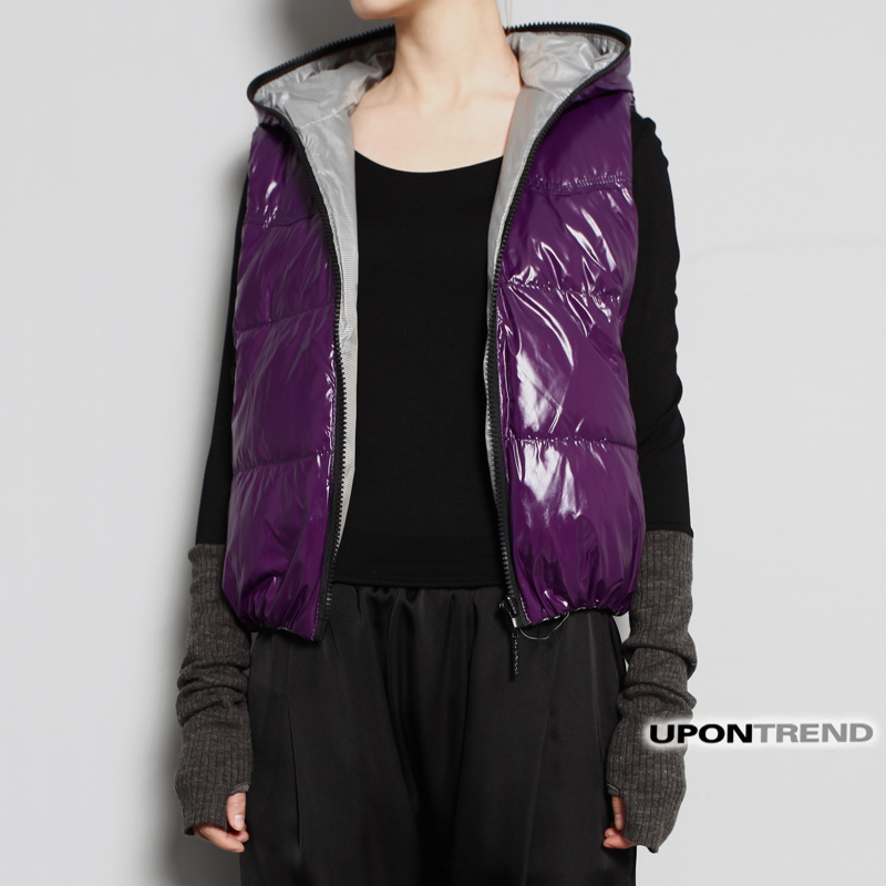 0h0006 2012 autumn and winter upon solid color with a hood solid color wadded jacket vest