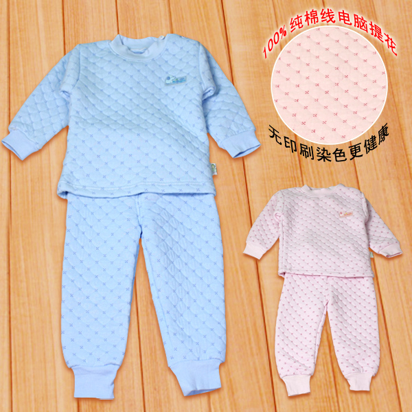 1 - 6 child 100% cotton thermal underwear set male female child baby thermal underwear autumn and winter shoulder button to open