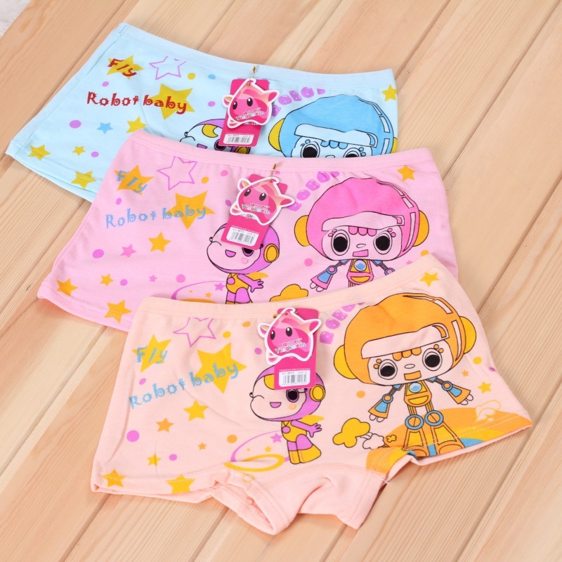 1 - 9 child panties 100% cotton trunk 100% cotton cartoon female shorts four angle panties