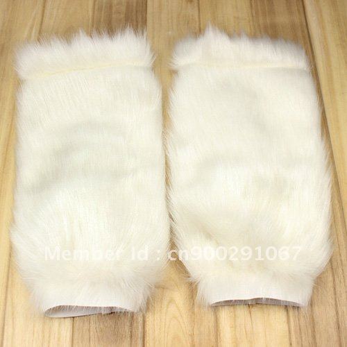 1 Pair Fashion Accessories Women Ladies Beige Fluffy Faux Fur Muffs Lower Ankle Leg Winter Warmer Shoes Boot Sleeve Cover