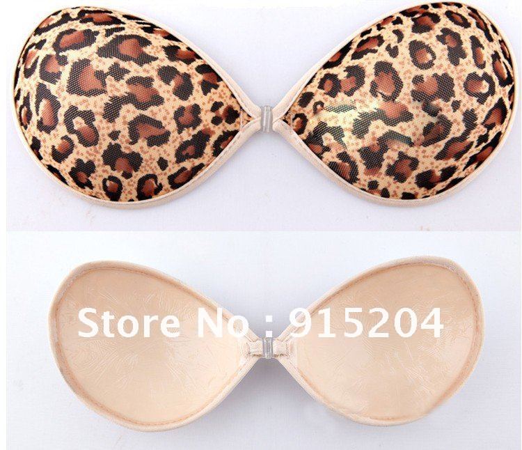 1 pair Sexy leopard Invisible Self-Adhesive Strapless Backless Silicone Bra Size ABC Cup Free shipping