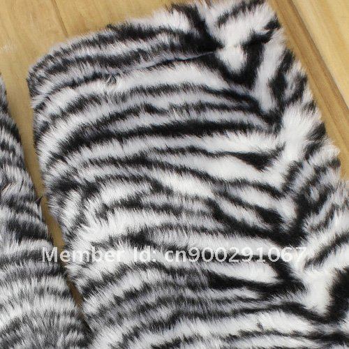 1 Pair Trendy Women Ladies Black White Zebra Look Fluffy Faux Fur Muffs Lower Ankle Leg Winter Warmer Shoes Boot Sleeve Cover