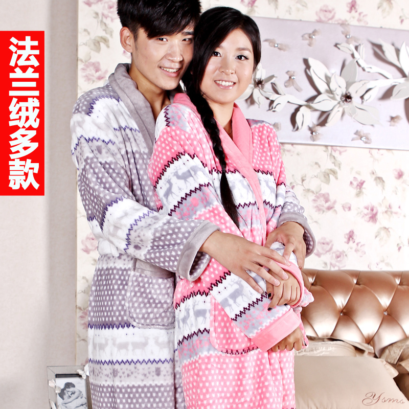 1 pc 2012 autumn and winter lounge thickening flannel robe lovers sleepwear bathrobes