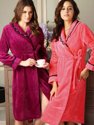 1 pc 2012 autumn and winter sleepwear women's coral fleece lounge robe bathrobes z10868