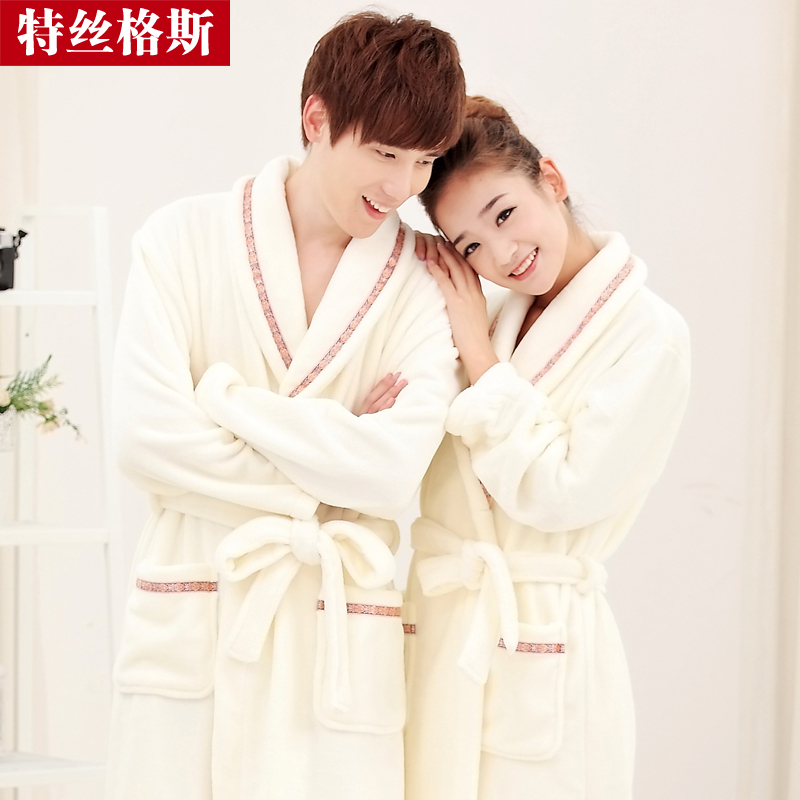 1 pc Autumn and winter clothing male women's sleepwear thickening coral fleece robe lovers lounge robe