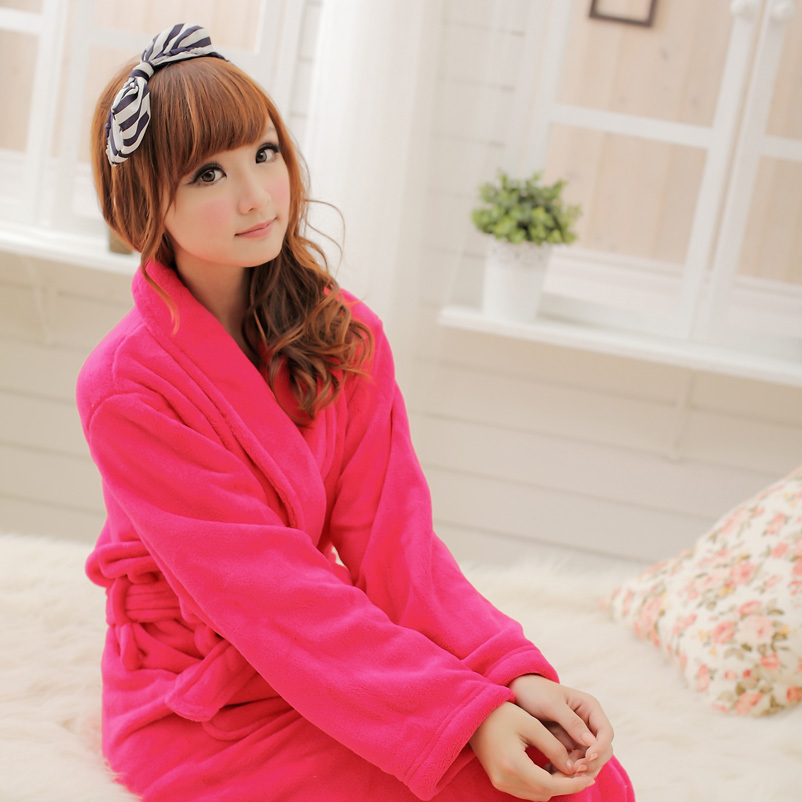 1 pc Fick's autumn and winter clothing lovers robe thickening coral fleece sleepwear male women's long bathrobe lounge