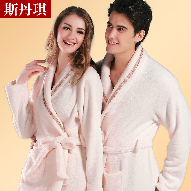 1 pc Lounge autumn and winter thickening coral fleece robe lovers robe female bathrobe female robe male