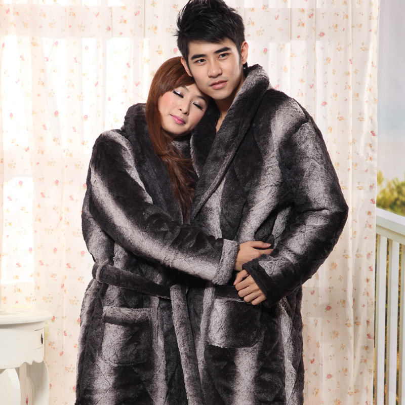 1 pc Lovers robe 2012 winter thickening coral fleece quality cotton-padded robe bathrobes