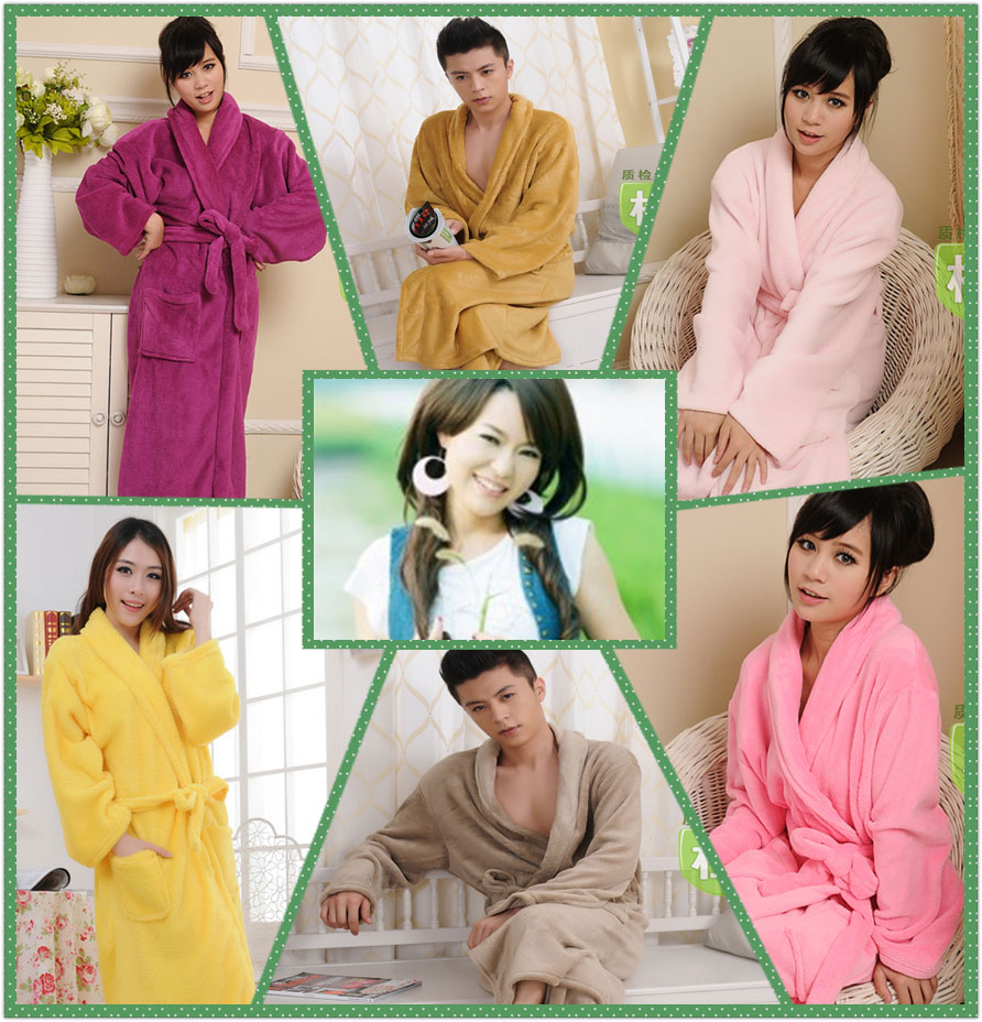 1 pc Robe coral fleece robe lovers coral fleece sleepwear bathrobes