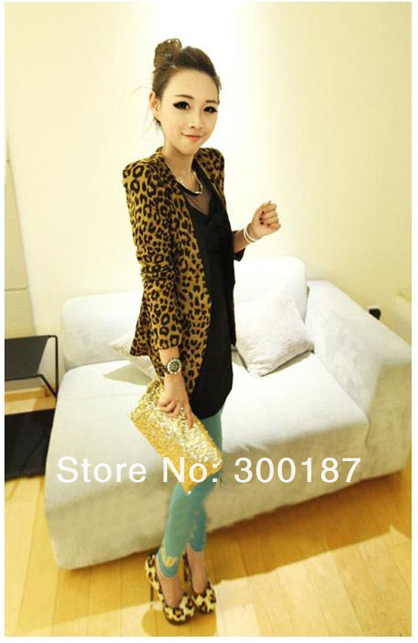 1 pieces High Quality print Women leopard Jackets Suit, Hot Sale Women slack suit, Lady/Womens pocket coat