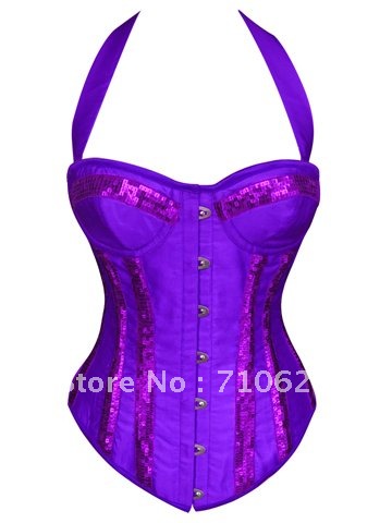 1 set free shipping !! Sexy corset, Sexy Satin boned CORSET Bustier 4 color purple, white,red, black