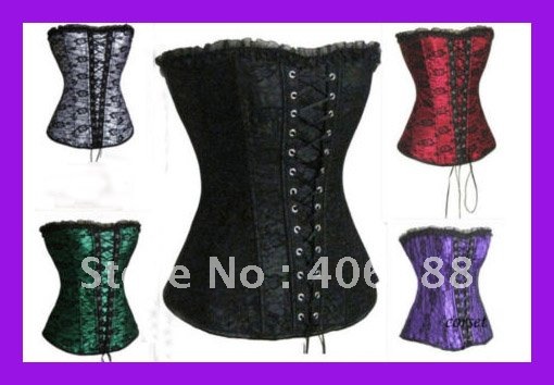 1 set free shipping !! Sexy corset, Sexy Satin boned CORSET Bustier 4 color S-XL