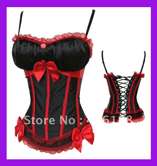 1 set free shipping !! Sexy corset, Sexy Satin boned CORSET Bustier black