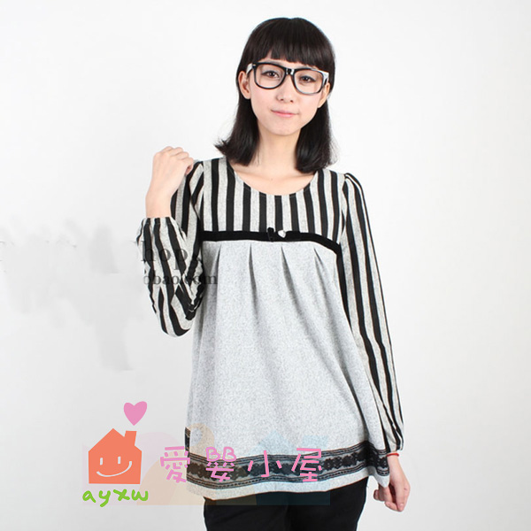 1 spring and autumn maternity clothing fashion stripe maternity top all-match maternity t-shirt xyc009