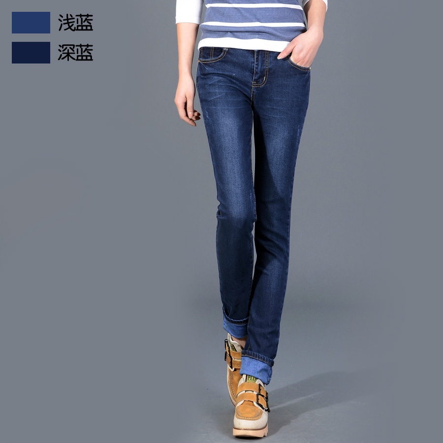 10 - 6863 spring female retro finishing jeans trousers dark color skinny pants pencil pants water wash wearing white zipper