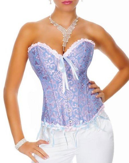 10% Off On sale! Sexy WOMEN corset boned corset bustier with panty white/black/blue S/M/L/XL/XXL KC5197