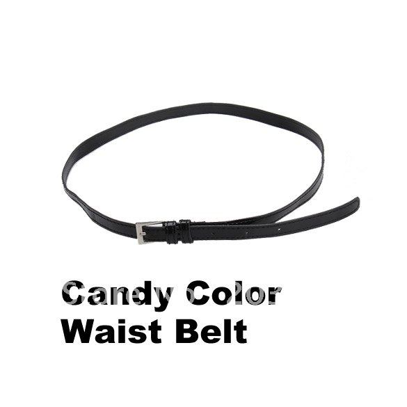 $10 off per $100 order+Women Skinny PU Leather Buckle Waist Belt Band Black