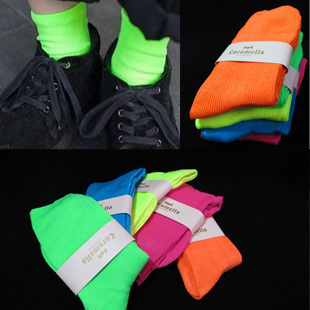 10 pcs=5 pairs=1lot Zipper socks Fluorescence color   cotton socks