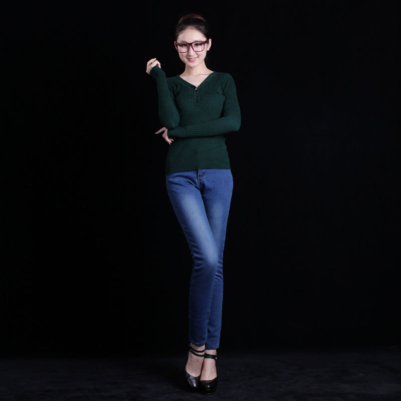 100% 2012 slim thermal plus velvet thickening blue pencil jeans female