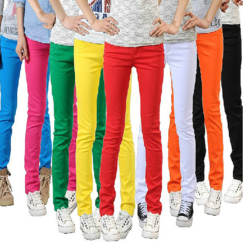 100% 2013 spring multicolour candy color pencil pants jeans female skinny pants