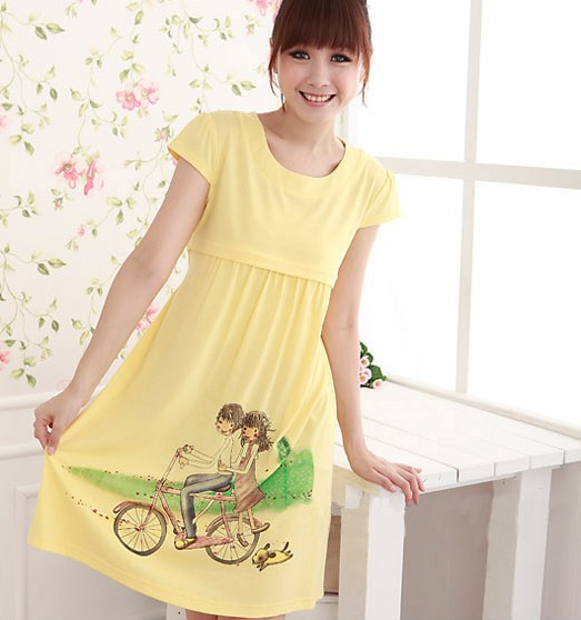 100% cotton Breastfeeding dress you can adjustable summer maternity dress LC-021