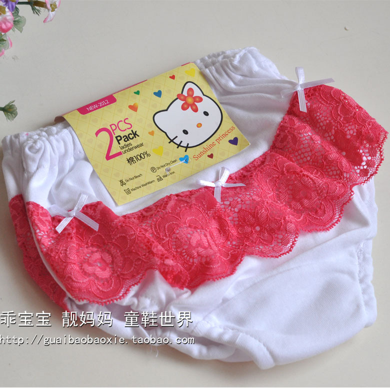 100% cotton child panties female child lace decoration panties bread pants briefs female child panties