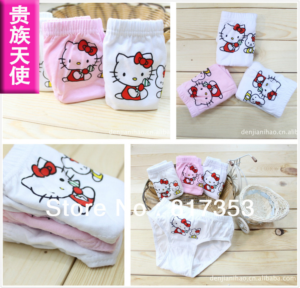 100% cotton children's briefs, cartoon underwear, lingerie, Hello kitty pattern underwear, three-color briefs