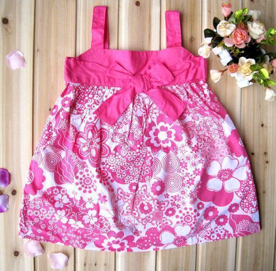 100% cotton embroidered bow girl spaghetti strap top