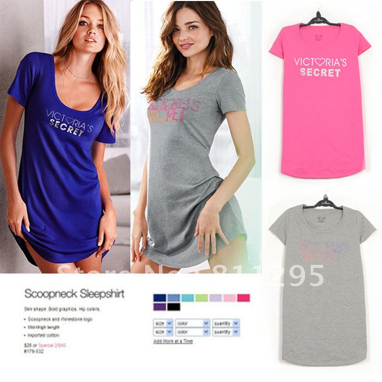 100% cotton female nightgown sleepwear lounge female t-shirt victoria ,Free shipping ,HOT Selling