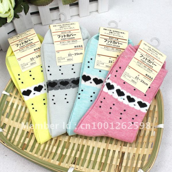 100% cotton female socks spring and summer socks thickness multicolour socks Free Shipping