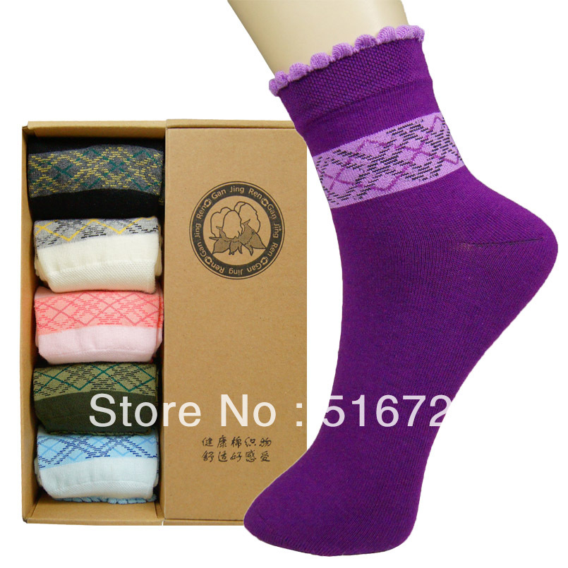 100% cotton gift women's socks spring and autumn gift box set socks