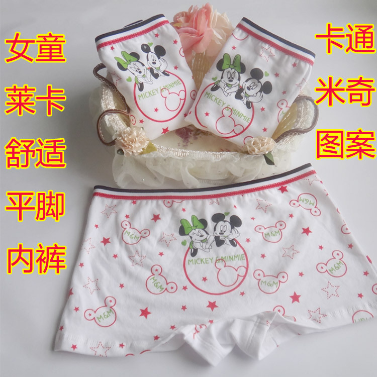 100% cotton girl panties lycra cotton cartoon MICKEY pattern female child boxer panties child panties