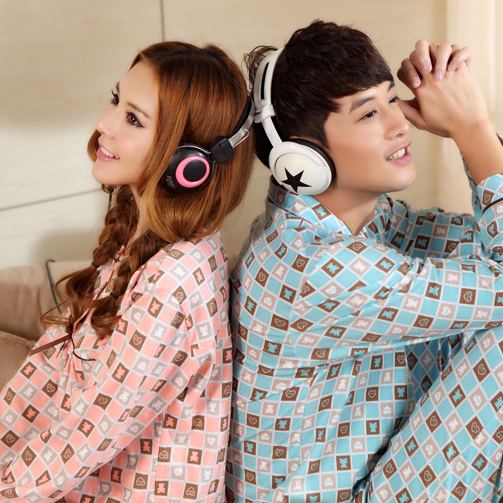 100% cotton lovers sleepwear 2012 autumn and winter sweet lover 100% cotton long-sleeve male women's lounge set