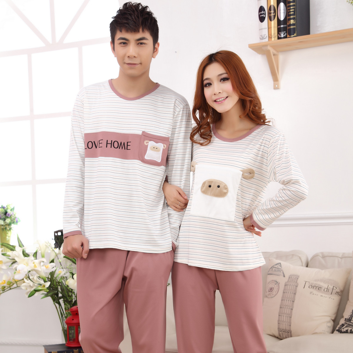 100% cotton lovers sleepwear sheep autumn and winter 100% cotton lounge sleepwear long-sleeve set