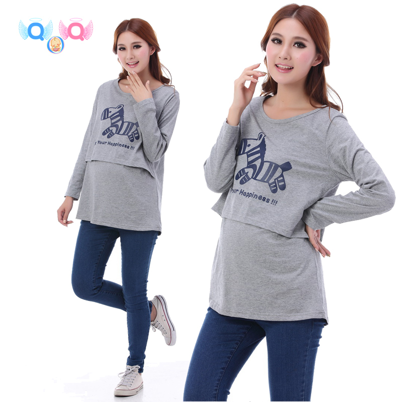 100% cotton nursing lounge maternity top maternity autumn long-sleeve T-shirt 100% cotton basic shirt