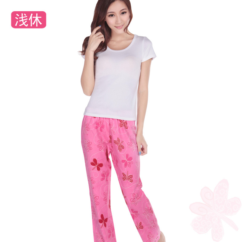 100% cotton pajama pants female autumn trousers casual lounge pants 100% cotton print pajama pants 2